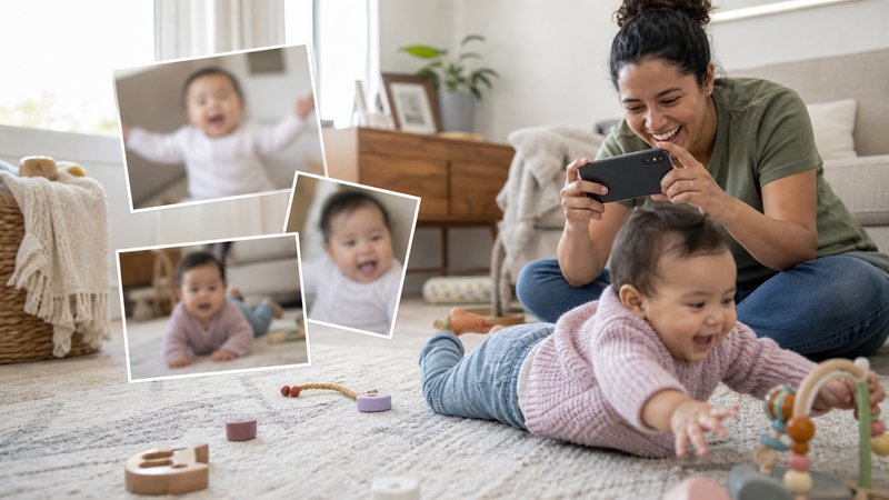 Parent capturing a candid baby moment during playful everyday life